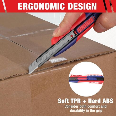 WORKPRO 2-In-1 Safety Utility Knife Retractable Snap-off blade, Metal Box Cutter Set, Razor Knife Exacto Craft Knives, with 10 Extra 9mm Blades, Pack of 3 in Kuwait