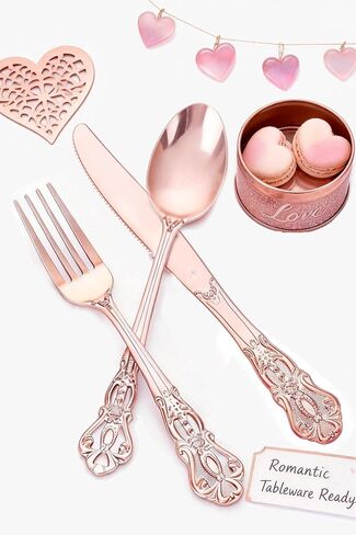 Joyido 90 Pieces Gold Plastic Silverware - Heavy Duty Gold Disposable Utensils - Fancy Plastic Cutlery Set Includes 30 Forks, 30 Spoons, 30 Knives for Dinner Parties Weddings in Saudi Arabia