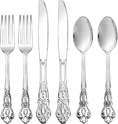 Joyido 90 Pieces Gold Plastic Silverware - Heavy Duty Gold Disposable Utensils - Fancy Plastic Cutlery Set Includes 30 Forks, 30 Spoons, 30 Knives for Dinner Parties Weddings in Saudi Arabia