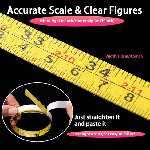 2 Pcs Steel Self-Adhesive Measuring Tape,39 Inch Left-to-Right Sticky Measure Tape with Adhesive Backing Double Scale Sticky Tape Measure Workbench Ruler for Work Woodworking, Saw, Drafting Table in Saudi Arabia