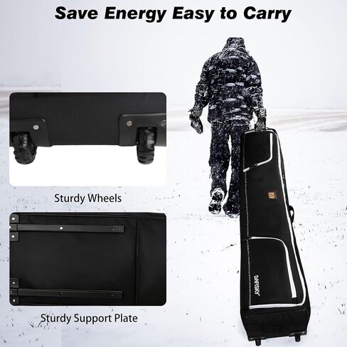 DAFISKY Ski Bags for Air Travel - Ski Bag with Wheels Fit Single Snowboard or Double Skis up to 175 or 190 cm All-Round Padded Protection for Boots, Helmet, Ski Gear in Saudi Arabia