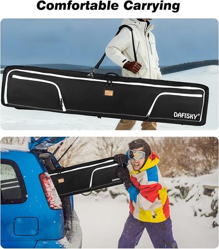 DAFISKY Ski Bags for Air Travel - Ski Bag with Wheels Fit Single Snowboard or Double Skis up to 175 or 190 cm All-Round Padded Protection for Boots, Helmet, Ski Gear in Saudi Arabia