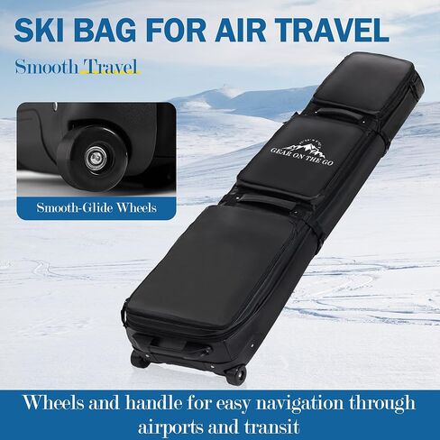 PolarcoForgeco Rolling Ski Bag for Air Travel, Snowboard Bag with Wheels, 900D Extendable 155-185CM Wheeled Ski Bag All-Round Padded Protection, for Snowboard, Double Skis, Boots, Helmet in Saudi Arabia