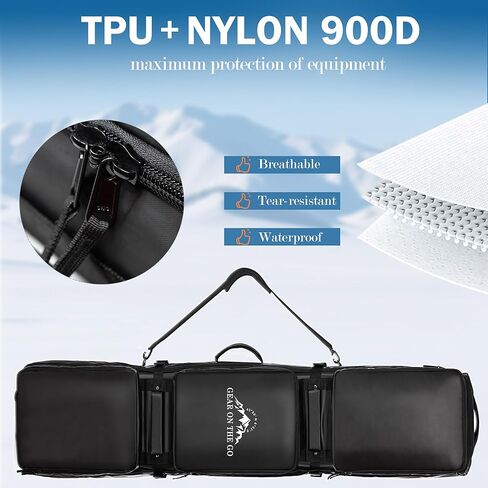 PolarcoForgeco Rolling Ski Bag for Air Travel, Snowboard Bag with Wheels, 900D Extendable 155-185CM Wheeled Ski Bag All-Round Padded Protection, for Snowboard, Double Skis, Boots, Helmet in Saudi Arabia