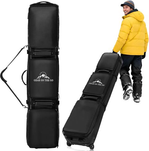 PolarcoForgeco Rolling Ski Bag for Air Travel, Snowboard Bag with Wheels, 900D Extendable 155-185CM Wheeled Ski Bag All-Round Padded Protection, for Snowboard, Double Skis, Boots, Helmet in Saudi Arabia