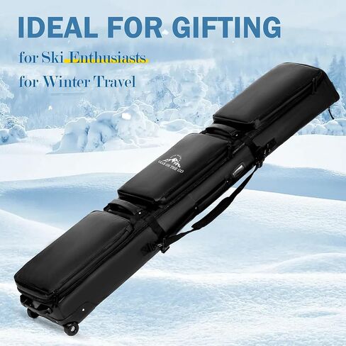 PolarcoForgeco Rolling Ski Bag for Air Travel, Snowboard Bag with Wheels, 900D Extendable 155-185CM Wheeled Ski Bag All-Round Padded Protection, for Snowboard, Double Skis, Boots, Helmet in Saudi Arabia