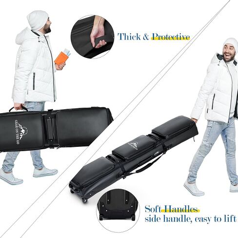 PolarcoForgeco Rolling Ski Bag for Air Travel, Snowboard Bag with Wheels, 900D Extendable 155-185CM Wheeled Ski Bag All-Round Padded Protection, for Snowboard, Double Skis, Boots, Helmet in Saudi Arabia