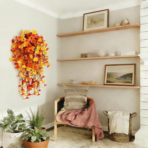 AirSun Artificial Morning Glory Flower Vines, 2pcs 15Feet Hanging Plants Silk Garland Fake Green Plant Home Garden Wall Fence Indoor Outdoor Wedding Birthday Decor in Kuwait