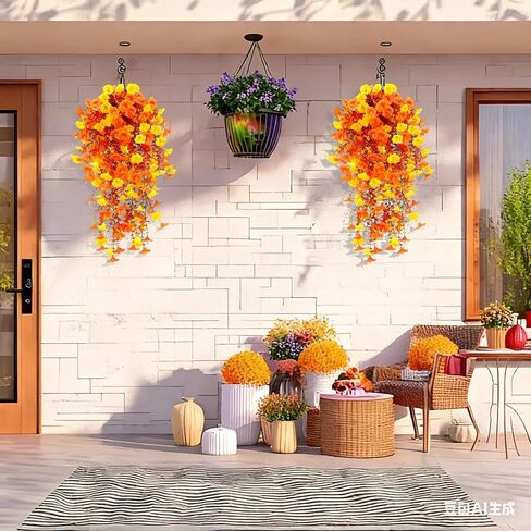 AirSun Artificial Morning Glory Flower Vines, 2pcs 15Feet Hanging Plants Silk Garland Fake Green Plant Home Garden Wall Fence Indoor Outdoor Wedding Birthday Decor in Kuwait