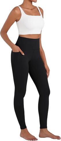 Sunzel Sunlissia High Waisted Leggings for Women with Pockets, Tummy Control Compression Yoga Pants, Workout Leggings for Gym, Running & Everyday Wear, 25" Inseam, Black, Small in Saudi Arabia