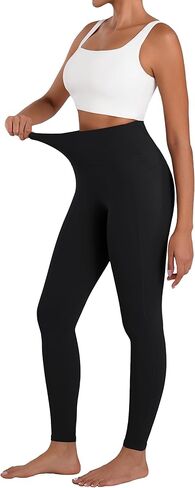 Sunzel Sunlissia High Waisted Leggings for Women with Pockets, Tummy Control Compression Yoga Pants, Workout Leggings for Gym, Running & Everyday Wear, 25" Inseam, Black, Small in Saudi Arabia
