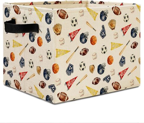 Tennis Storage Bins, Tennis Lovers Fan Players Gifts Collapsible Storage Basket Organizer for Sports Room Gym Bedroom Bathroom Clothes Toys Books, Toybox for Boys Girls in Kuwait