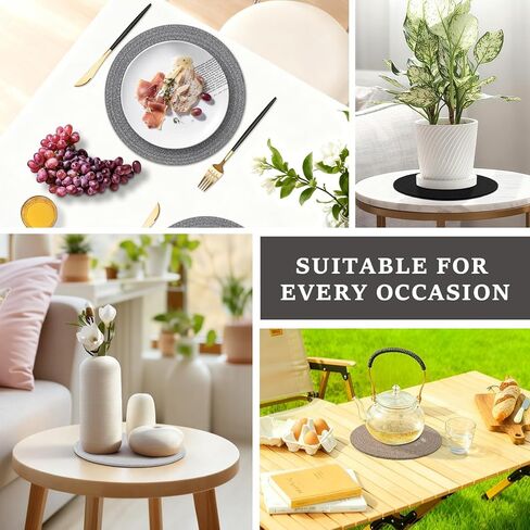Round Placemats Set of 6, Cotton Rope Woven Table Mats, Hot Pads for Kitchen, Non Slip Heat Resistant Place Mats, 13 Inches Braided Placemat for Farmhouse Decor and Kitchen Table Decor (Brown) in Saudi Arabia