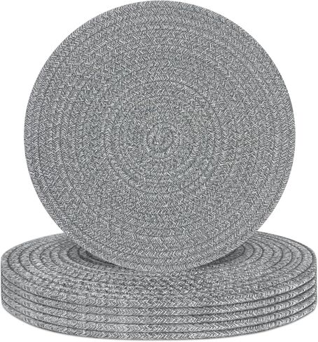 Round Placemats Set of 6, Cotton Rope Woven Table Mats, Hot Pads for Kitchen, Non Slip Heat Resistant Place Mats, 13 Inches Braided Placemat for Farmhouse Decor and Kitchen Table Decor (Brown) in Saudi Arabia