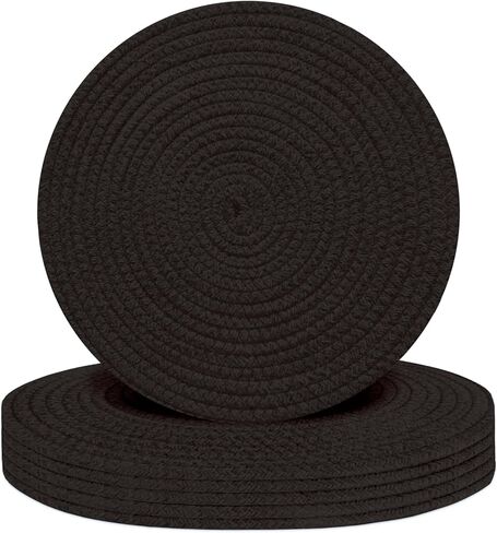Round Placemats Set of 6, Cotton Rope Woven Table Mats, Hot Pads for Kitchen, Non Slip Heat Resistant Place Mats, 13 Inches Braided Placemat for Farmhouse Decor and Kitchen Table Decor (Brown) in Saudi Arabia