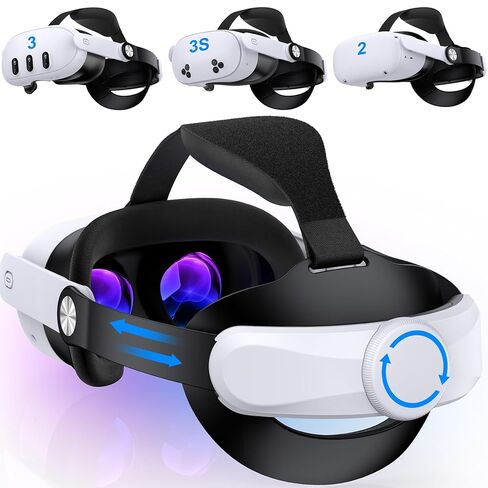 Kawaye Batery Head Strap for Meta Quest 3S/3/2, Hot-swappable Batery Pack 2X7500mAh&Charger Dock Extend 6-8Hrs,Double Knobs Adjustable VR Headset Strap Enhanced Support&Reduce Pressure-MQ2000 in Saudi Arabia