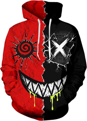 للجنسين بارد 3D الصوف بطانة هوديس ترقية جودة البلوز الجدة طباعة البلوز مع الجيب الأمامي S-XXL in Kuwait