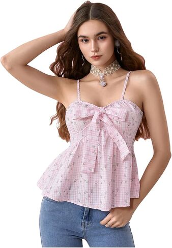 فيردوسا نساء الأزهار القماش القطني القوس قمم قميصات قميص بلا أكمام in Kuwait