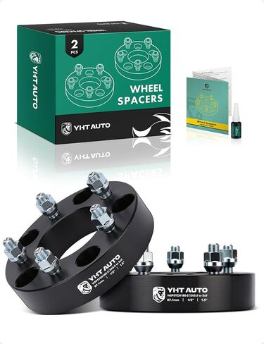 Yhtauto 5x5.5 إلى 5x5 محولات العجلات 1.5 بوصة ملائمة Jeep JK Wk WJ XK على عجلات RAM 1500 ، F-150 ، Bronco ، E-150 Econoline ، فواصل إطارات 87.1 مم مع 1/2 ترصيع ، 5x139.7 in Saudi Arabia