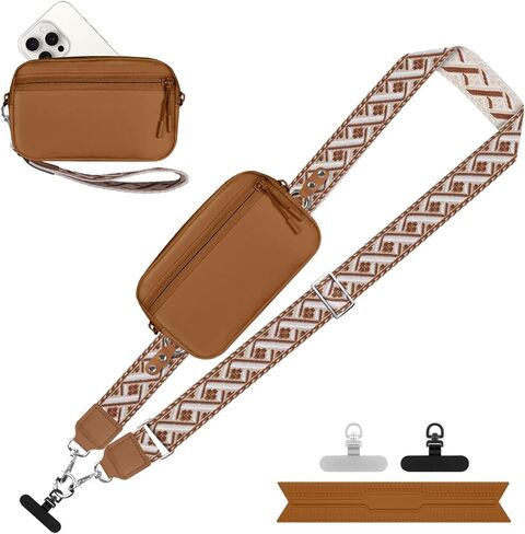 Clip and Go Strap for Phone with Wallet Crossbody, Adjustable Phone Lanyard with Detachable RFID Wristlet Wallet, Universal Phone Strap with 360° Rotatable Phone Tabs for All Phones (Black) in Kuwait