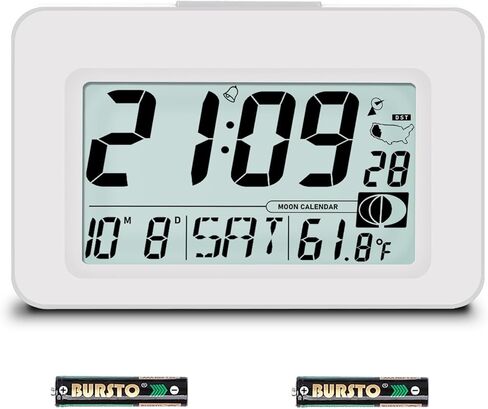 Handy Atomic Alarm Clock - 6'' Battery Operated Digital Clock with Seconds, Self-Setting, Auto Sync, DST, Selectable Time Zones,Portable Travel Desk Clock with 5s Touch Backlight for Bedroom in Kuwait