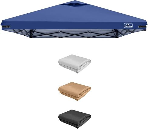 KAMPKEEPER Replacement Top Pop Up Canopy Tent Cover Roof with Air Vent and Adjustable Elastic Strap, Polyester UV Waterproof for Outdoor Garden Patio Sun Shade(Top Only) (White, 10x10FT) in Kuwait
