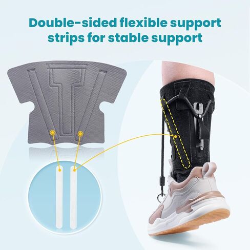 Pozpo Tech AFO Foot Drop Brace Splint, Adjustable Drop Foot Up Ankle Support for Walking with Shoes, Improve Walking Gait, Fits Right & Left, Women and Men - Black in Saudi Arabia