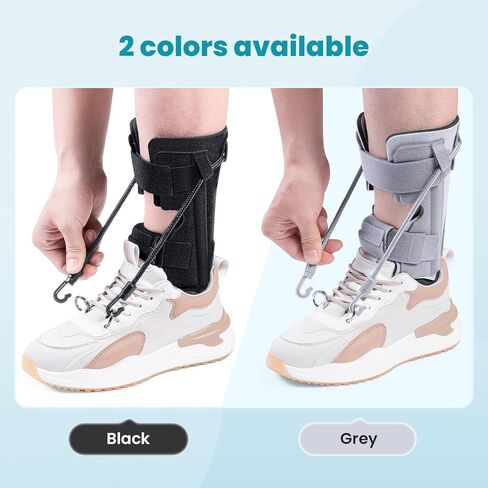 Pozpo Tech AFO Foot Drop Brace Splint, Adjustable Drop Foot Up Ankle Support for Walking with Shoes, Improve Walking Gait, Fits Right & Left, Women and Men - Black in Saudi Arabia