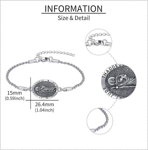 YAFEINI Virgen De Guadalupe Bracelet 925 Sterling Silver Our Guadalupe of Lady Charm Jewelry for Women in Saudi Arabia