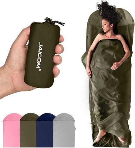 Ultralight Sleeping Bag Liner - 5.3 oz Washable Adult Sleep Sack & Travel Sheets, Self Tan Sleep Sack with Two-Way-Zipper, for Backpacking, Hotel, Camping, Travel in Kuwait