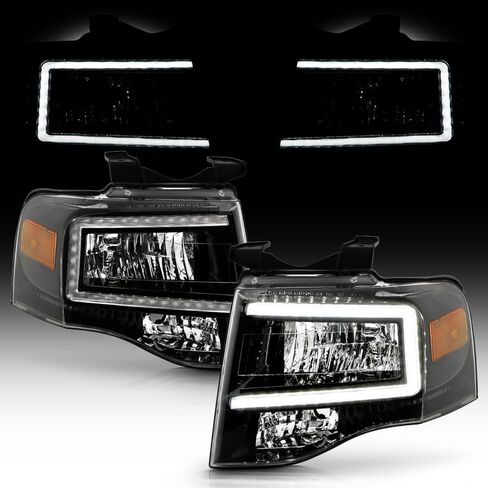 KEEKPO - For 2007-2014 Ford Expedition Upgrade Style Chrome Housing Headlights Headlamps Replacement Pair Set Left+Right in Kuwait