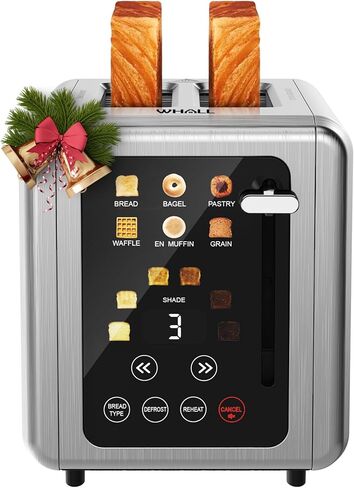 Whall® Touch Screen Toaster 2 شريحة ، محامصات توقيت رقمية من الفولاذ المقاوم للصدأ ، 6 أنواع من الخبز و 6 إعدادات الظل ، فتحات ذات فتحات عريضة ذكية مع الخبز ، إلغاء ، إلغاء ، in Kuwait