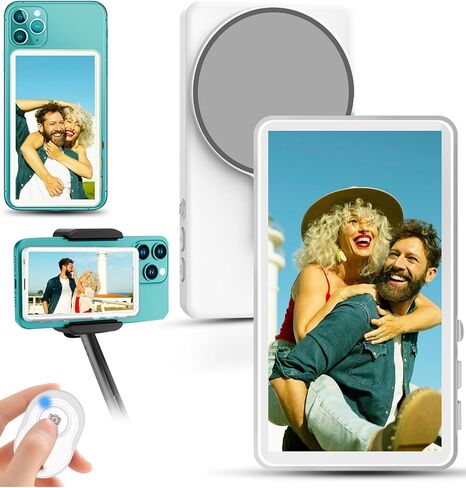 شاشة شاشة Selfie Monitor مدمجة في الإخراج الصوتي ، شاشة مراقبة الكاميرا الخلفية لمبدعو محتوى الوسائط ، شاشة الكاميرا الخلفية لـ VLOG Live Stream Tiktok YouTube ، متوافقة مع iPhone & Android in Kuwait