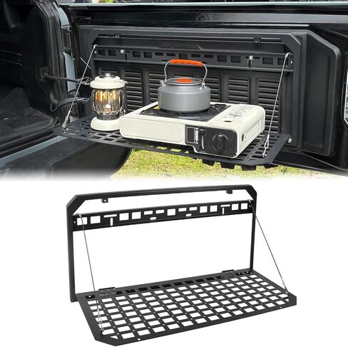 MAIKER Tailgate Table Storage Lock Box Compatible with Jeep Wrangler JK JKU JL JLU 4 Door, Multi-Functional Rear Foldable Table Cargo Shelf Storage Molle Panel Camping Desk in Saudi Arabia