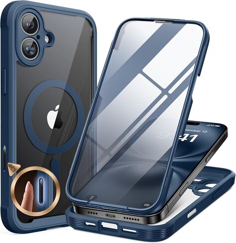 Miracase Magnetic for iPhone 15 Pro Max Case 6.7 '' [متوافق مع Magsafe] دليل إسقاط عسكري كامل الجسم لحالة شاشة الزجاج المدمجة 9H المدمجة ، Pink in Kuwait
