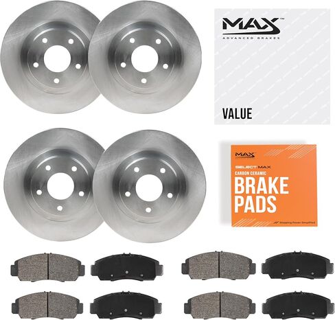 Max Advanced Brakes – ValueMAX Front & Rear Brake & Rotor Kit for Daily Driving – OE Brake Rotors & Ceramic Brake Pads – Fits 2009-2014 Subaru Impreza; 2009-2013 Forester in Kuwait
