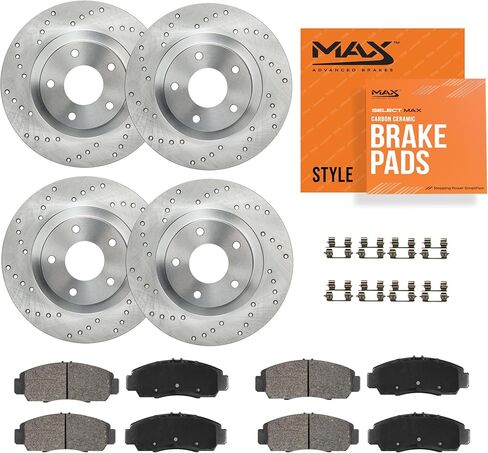Max Advanced Brakes – ValueMAX Front & Rear Brake & Rotor Kit for Daily Driving – OE Brake Rotors & Ceramic Brake Pads – Fits 2009-2014 Subaru Impreza; 2009-2013 Forester in Kuwait