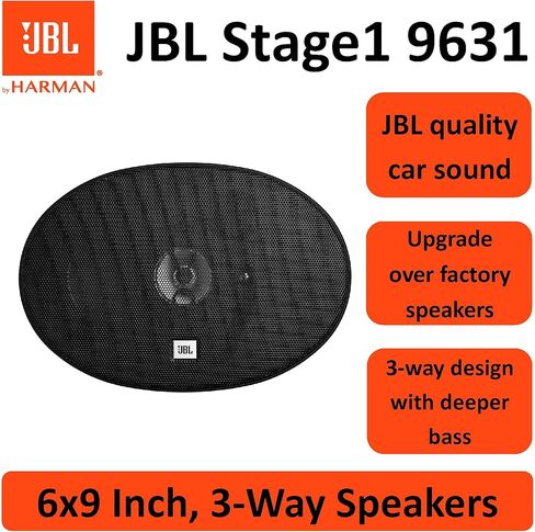 JBL Harman Kardon Stage1 9631 3-Way Oval Car Speaker Set - 300 Watt HiFi Speaker Boxes 16.5 x 23 cm | 6 x 9 Inches, Black in Saudi Arabia