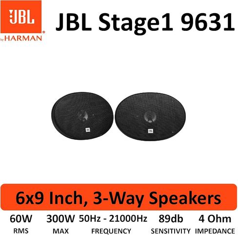JBL Harman Kardon Stage1 9631 3-Way Oval Car Speaker Set - 300 Watt HiFi Speaker Boxes 16.5 x 23 cm | 6 x 9 Inches, Black in Saudi Arabia