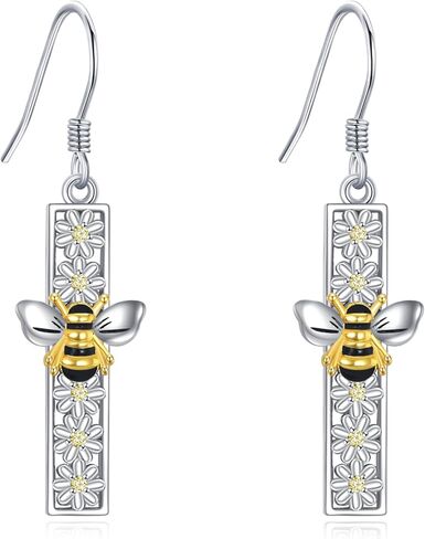 ONEFINITY Honey Bee Earrings 925 Sterling Silver Daisy Hoop Earrings Bee Flower Animal Floral Jewelry Mothers Gifts for Women Mom Grandma in Saudi Arabia