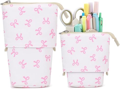 Cute Standing Pencil Case for Kids, Pop Up Pencil Box Makeup Pouch, Christmas Gift Kids Corduroy Pen Holder Organizer Cosmetics Bag, Kawaii Stationary (Pink) in Kuwait
