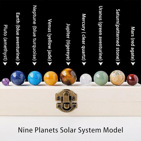 Runyangshi Nine Planets Solar System Model Crystal Ball - Natural Crystal Gemstone Marble Space Home Desk Decoration - Creative Gifts in Kuwait