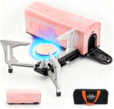 BIG HORN OUTDOORS Butane Camping Stove, Portable Folding Gas Burner with Carry Bag for Camping, Emergency Use and Outdoor Cooking in Saudi Arabia