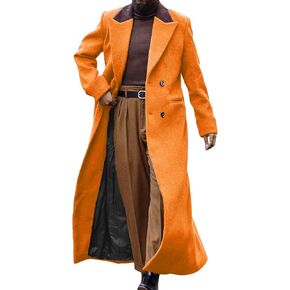 Man's Double Breasted Full Length Trench Coat Mens Casual Notch Lapel Long Jacket Peacoat Wool Blend Winter in Saudi Arabia
