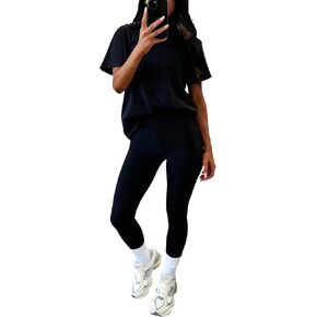 مجموعة ملابس من 3 قطع للسيدات مجموعة ناعمة وممتدة مع شورت وسروال طويل in Kuwait