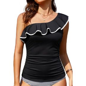 Yonique Womens One One Black Tankini Tops Block Swim Tops Tops Suit Bootless Bathing Tops No Hotets Bot 20W. in Kuwait
