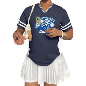 قمصان بيسبول للنساء كبيرة الحجم يوم اللعبة، قميص مشجعي البيسبول، قميص بيسبول ماما كاجوال بأكمام قصيرة in Kuwait
