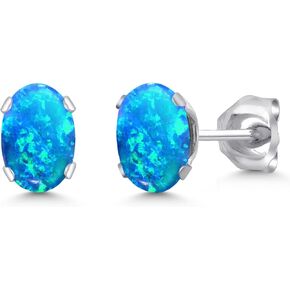 Gem Stone King Oval Stud أقراط للنساء الرجال | 925 الفضة الاسترليني | بيضاوي 6x4mm الأحجار الكريمة الحجر المجوهرات الراقية لها أمي يا أمي زوجة in Kuwait
