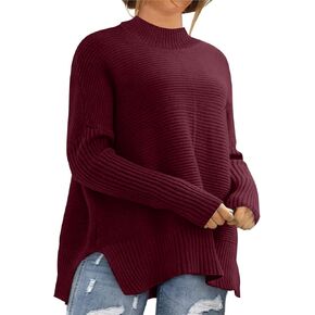Eytino Womens Plus Size Sweaters Long Sleeve Crew Neck Split Hem Casual Oversized Ribbed Knit Tunic Pullover Tops(1X-5X) in Kuwait