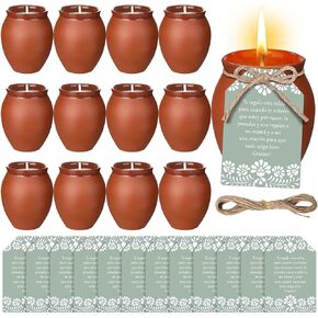 12 مجموعات Cielito Lindo شموع استحمام الطفل Terracotta شموع مكسيكية Recuerdos الحفلات مع علامات الهدايا وحبل القنب لعيد ميلاد الطفل الإمدادات Cinco de Mayo Fiesta in Kuwait